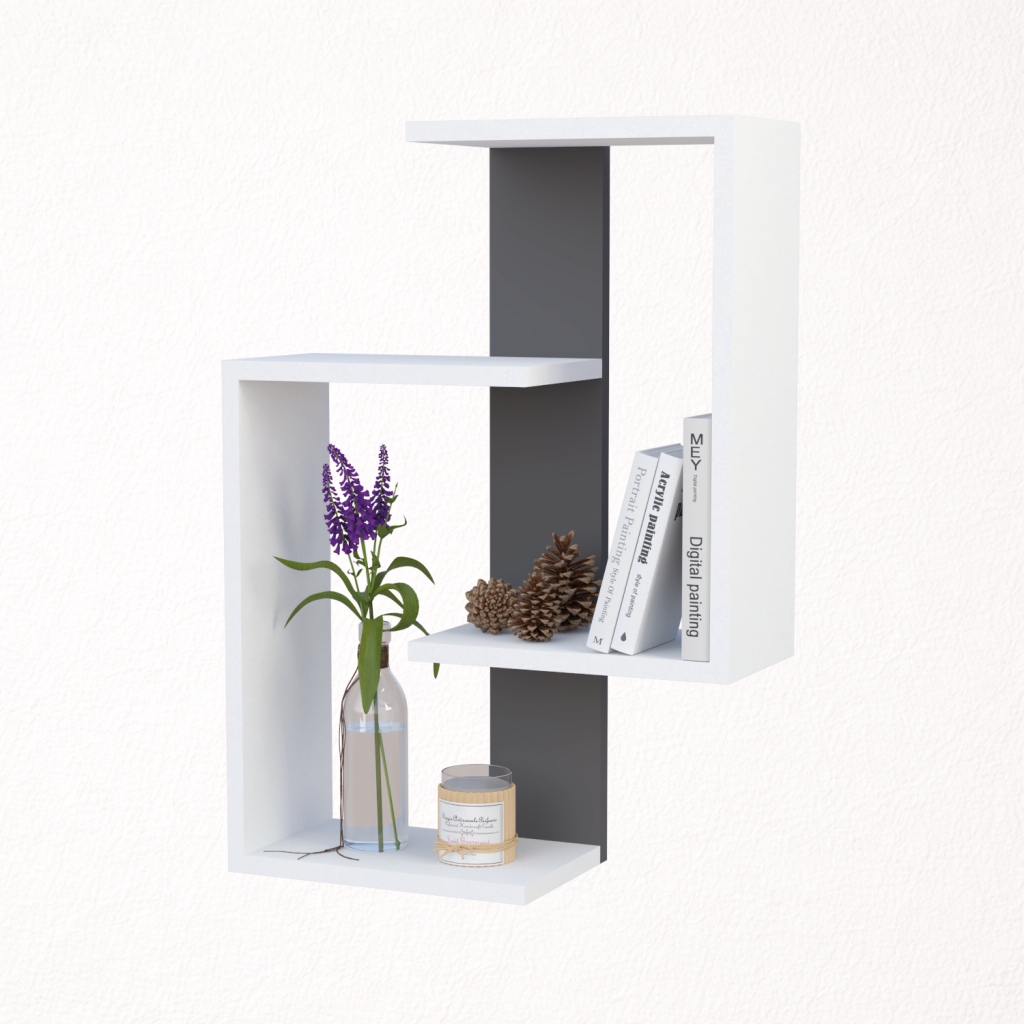 Repisa flotada decorativa en madecor color plomo y blanc